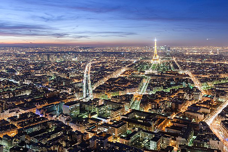 view over paris at night