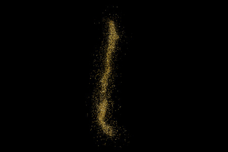 Chile shaped from golden glitter on a black background 