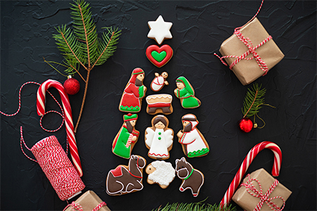 Christmas gingerbread cookies with Christmas decorations