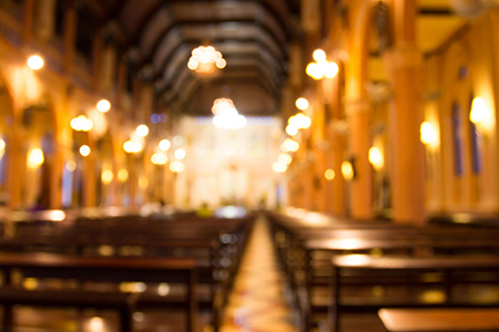 blurred photo of church interior for abstract background