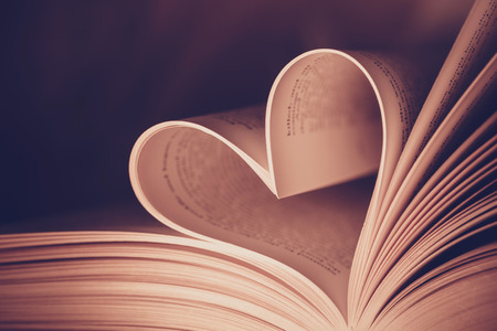 book pages folded in heart shape