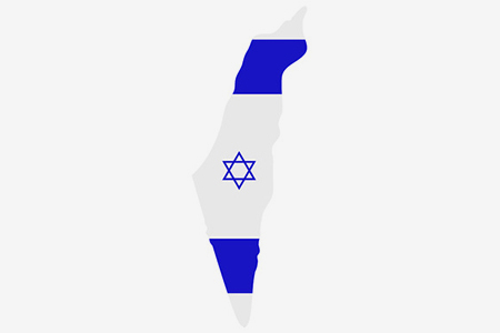 Map of Israel with flag
