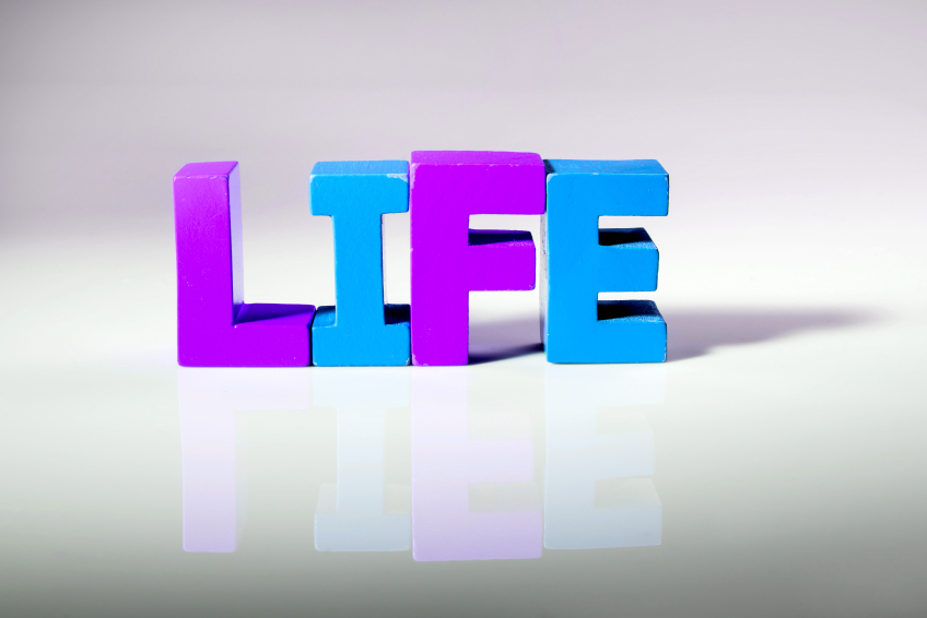 colourful blocks spelling LIFE