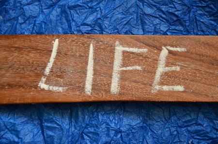 life written on wooden block