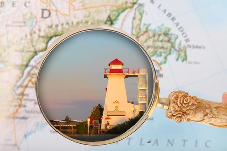 Looking in on the lighthouse in dowtown Fredericton, New Brunswick in the Maritime Provinces, Canada