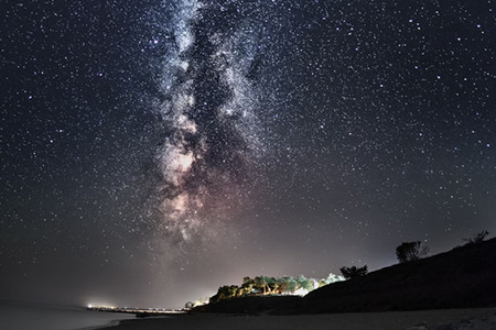 Milky Way. Beautiful summer night on the sea in Ukraine