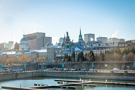 Old Port and city skyline - Montreal, Quebec, Canada