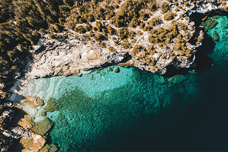 Rocky coast over Tobermory