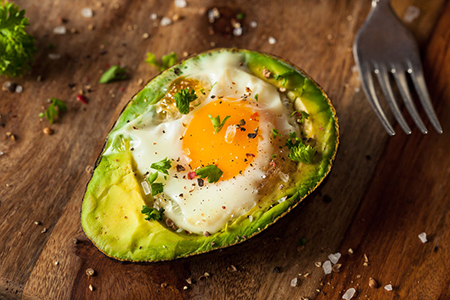 Egg Baked in Avocado with Salt and Pepper