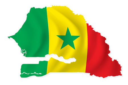 Map of Senegal with flag