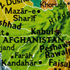 Map of Afghanistan through magnifying glass