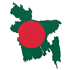 Map of Bangladesh in the colors of the national flag