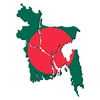Map of bangladesh with flag inside