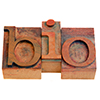 letters bio in wood stamp