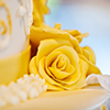 beautiful white nuptial cake with flowers