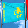Kazakhstan flag with Canada flag, 3D rendering