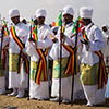 Ethiopian Tewahedo priests at a Timkat ceremony in Jan Meda.