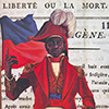 drawing of Haitian man in front of declaration of independence 