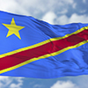 Congo Democratic Republic of the Flag in a Blue Sky.