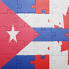 Puzzle with Cuba and Canada flag blending in together