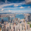 View point of Hongkong city and Kowloon city from the top of victoria peak, Hong kong island, China