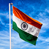 India symbol indian flag against blue sky (india)