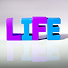 LIFE spelled out with blocks