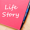 Life story text concept write on notebook with pen
