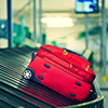 Baggage on conveyor belt - selective focus