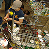 Volunteers sorting food donations