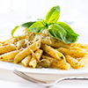 Pasta. Penne Pasta with Pesto Sauce. Italian Cuisine