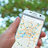 Samsung phone displaying Google Maps