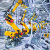robotic arms in a car plant (factory, automation, robotic)