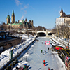 Overlooking skating in ottawa with parliament buildings in back