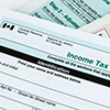 Canadian individual tax form T1 close-up